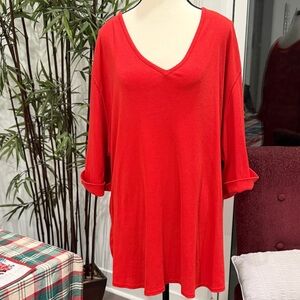 Avenue Vibrant Red V-Neck Tunic